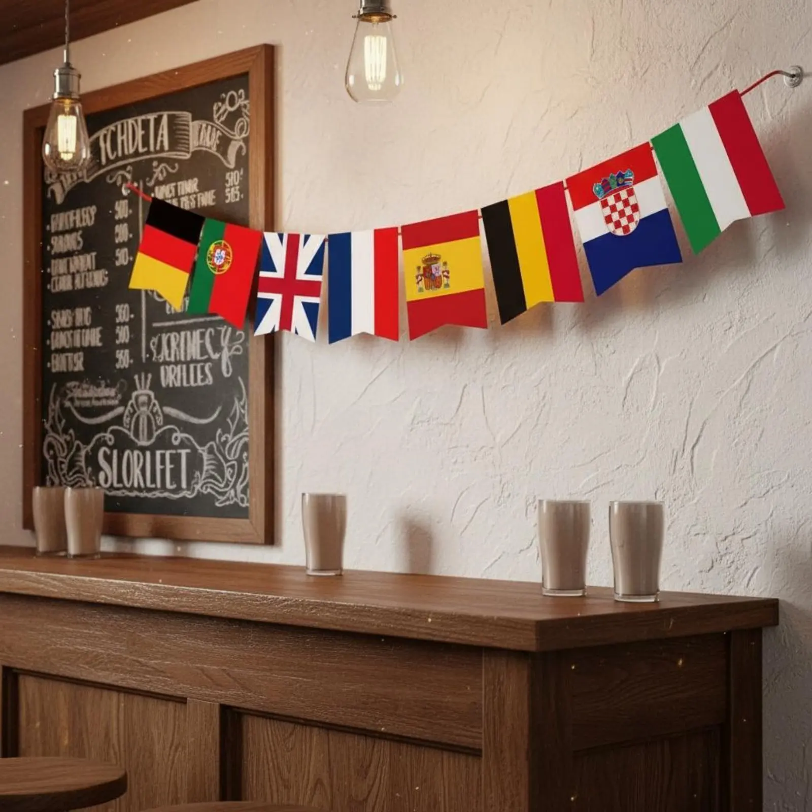 Global Flag String Banner Bright Hues International Country Flag String Sports Theme Bunting Reusable Sport Party Banner