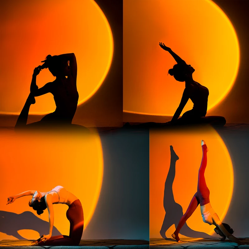 USB Rabbit Sunset Lamp Cute  Projector Photo Photography Indoor Atmosphere Night Lights Home Living Room Decoration Table Lamp