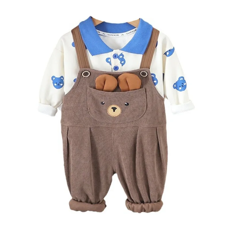 

New Spring Autumn Baby Clothes Suit Children Boy Casual T-Shirt Overalls 2Pcs/Set Infant Outfits Toddler Costume Kids Sportswear