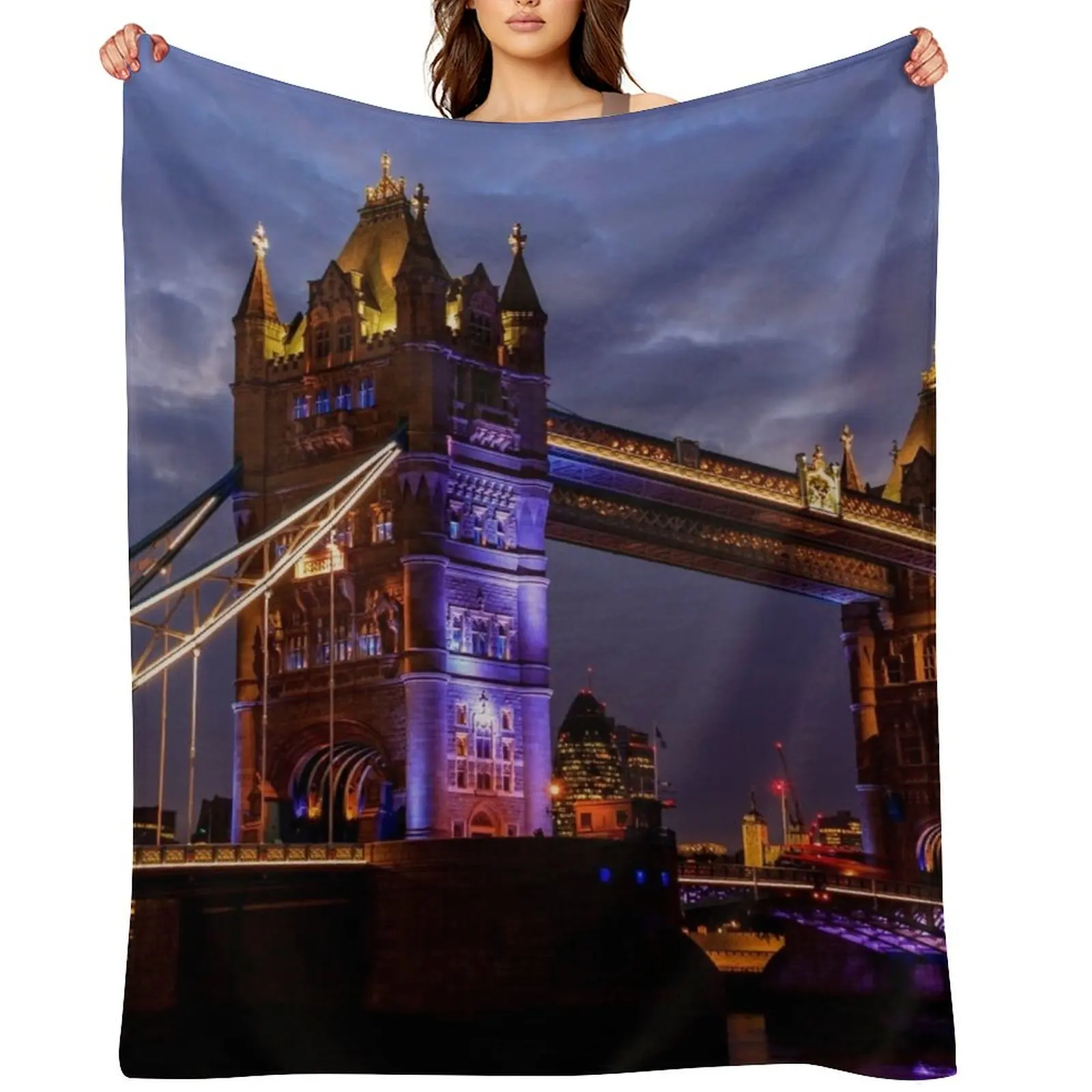 

Tower Bridge London UK Sunset Throw Blanket anime Flannel Fabric Hairy Thins Blankets