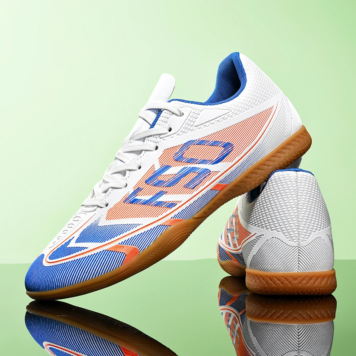 Low-Cut IC Futsal Shoes, Unisex Adult, Light PU Upper, Flexible Rubber Flat Sole, Indoor 5-a-side Soccer Training Boots