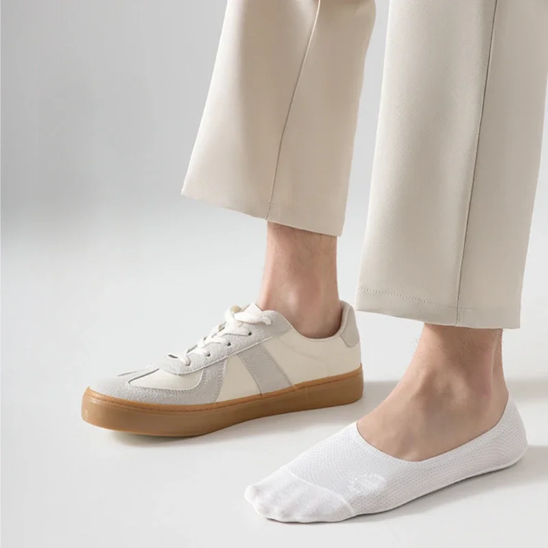 Silicone Non-slip Low Cut Boat Socks Hollow Out Mesh Breathable Summer Invisible No Show Socks Men Male Ice Silk Sock Slippers view 4