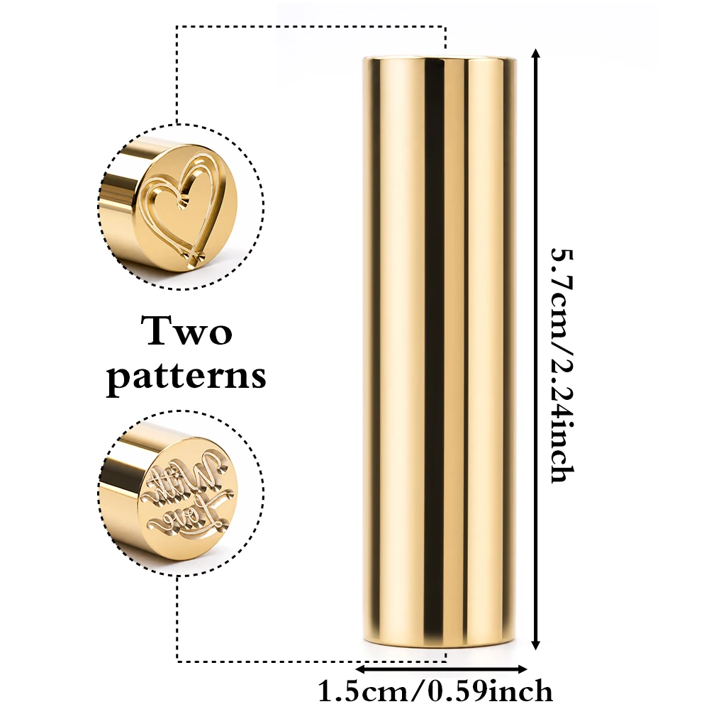 1Pc Wax Seal Stamp Column 2 Patterns Wax Stamps Mini Brass Stamp Gun Wax Seal 15Mm for Birthday Wedding Envelope Craft Decor