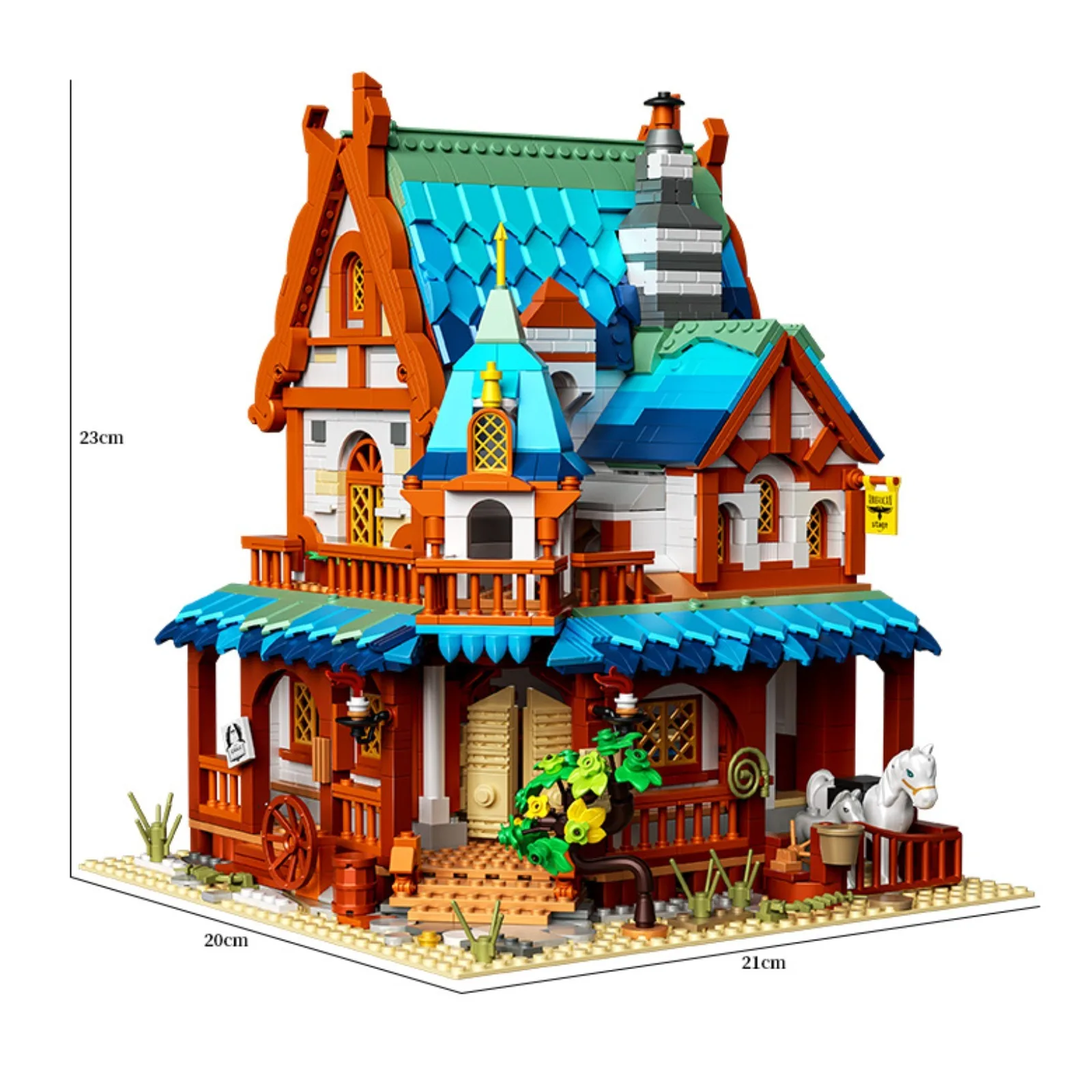 Medieval European Architecture Building Blocks Set - Farm Manor Post House Model DIY Toy