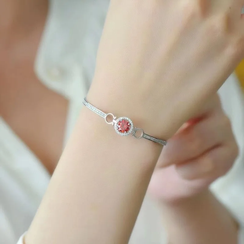 SACE GEMS GRA Certified D VVS1 Red Moissanite Bransoletka dla kobiet Modna biżuteria imprezowa 925 Sterling Silver Plated White Gold