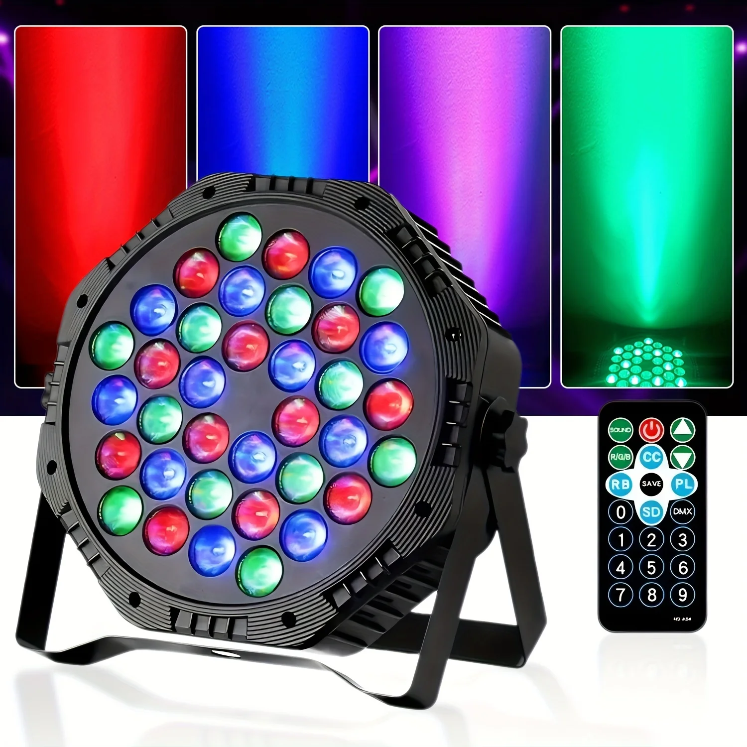 36 LED RGB Remote Control Par Light Stage Flat Par Lighting For DJ Disco Party Christmas Bar Club Holiday Wedding Show Lights