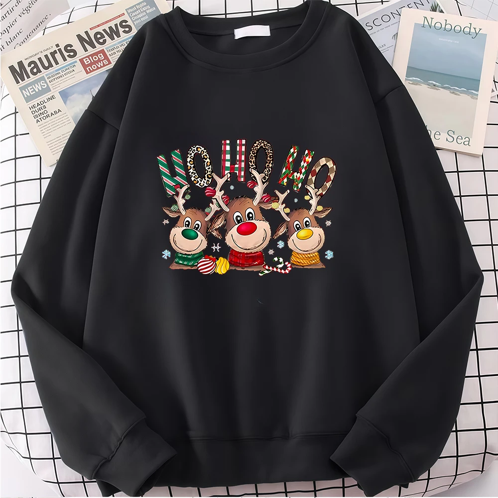 Kerst Elanden Print Dames Hoodies Herfst Winter Vrolijk Kerstfeest Lange Mouw Pullover Casual Sweatshirt Ronde Hals Unisex Tops