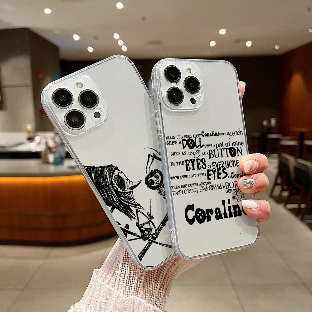 Anime Hot C-Coraline New Phone Case For iPhone 16 15 14 13 12 11 Mini Pro Max X XR XSMax 7 8 Plus SE20 Transparent Cover