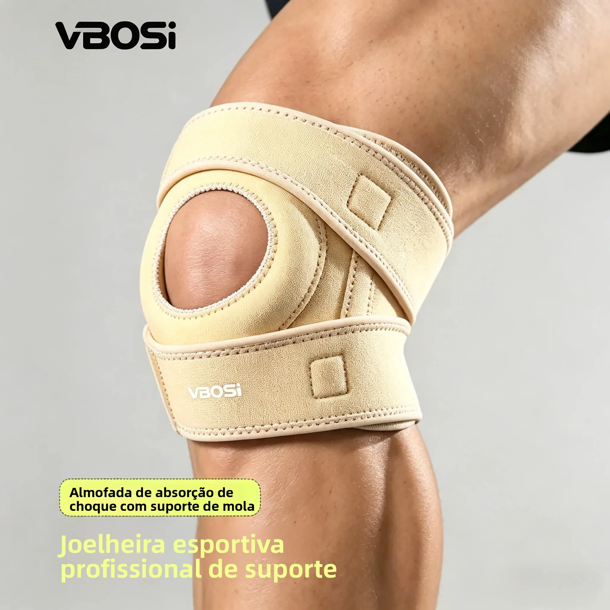 Joelheira Estabilizadora VBOSI para Fitness, Joelheiras Ajustáveis com Compressão, Suporte para Alívio da Dor nas Articulações e Recuperação da Artrite