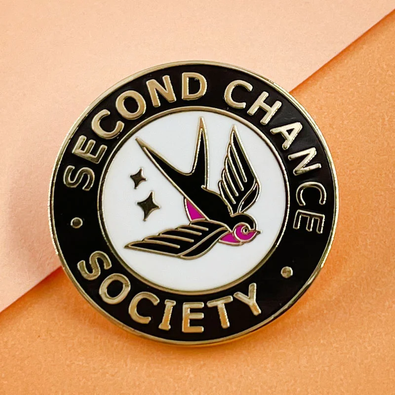 Second Chance Society Enamel Pin Swallow Logo Badge Clothing Backpack Accessories Unique Jewelry Gift