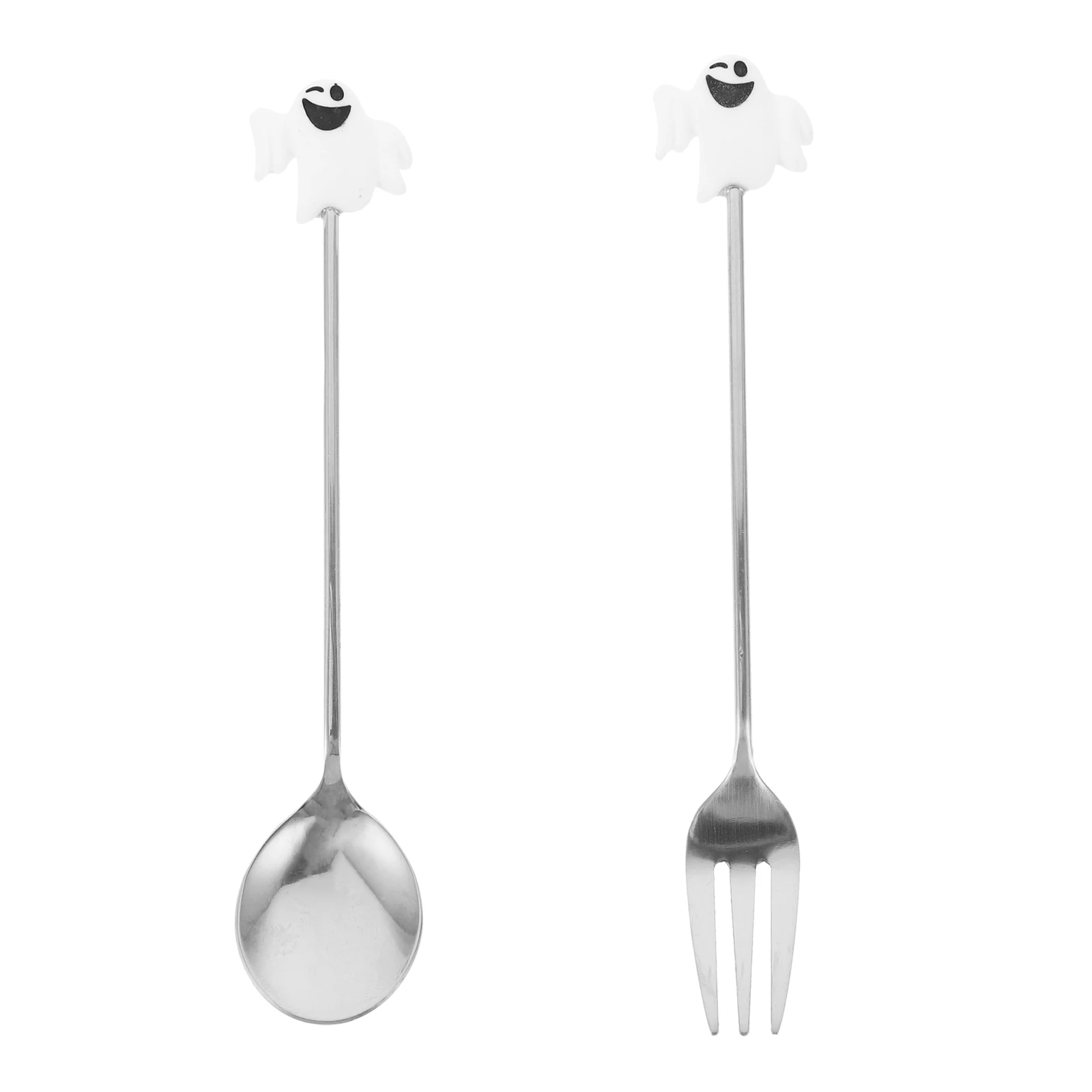 

1 set Creative Halloween Ghost Spoon Fork Set Stainless Steel Dessert Cutlery Coffee Cake Tableware