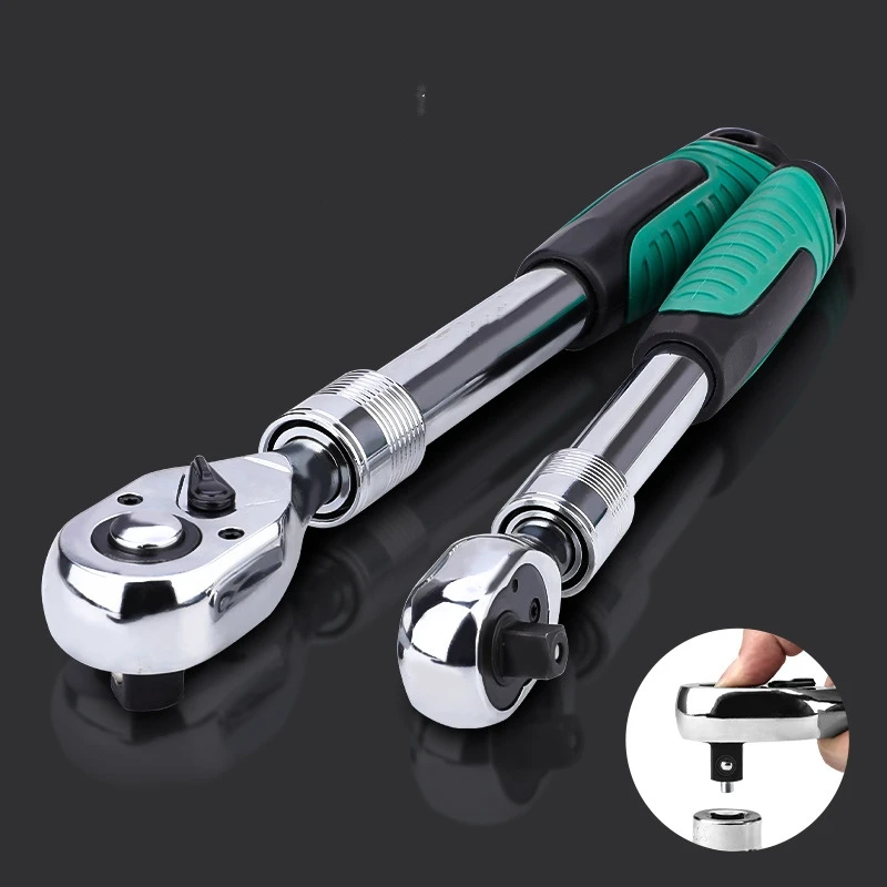 Telescopic socket ratchet wrench for automotive repair adjustable head ratchet set 72 tooth quick release wrench manual tool