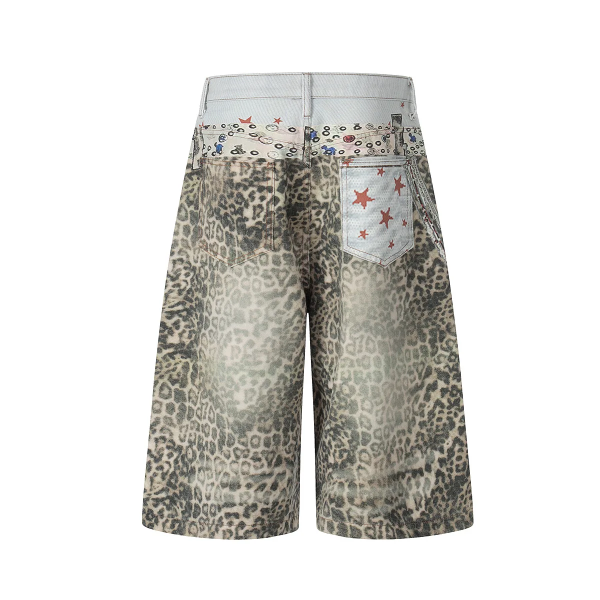 MWJLPWQ 2026 New American Retro Loose-Fit Jeans Leopard Print Unique Full-Print Autumn Trendy Cropped Pants For Men Women 20035