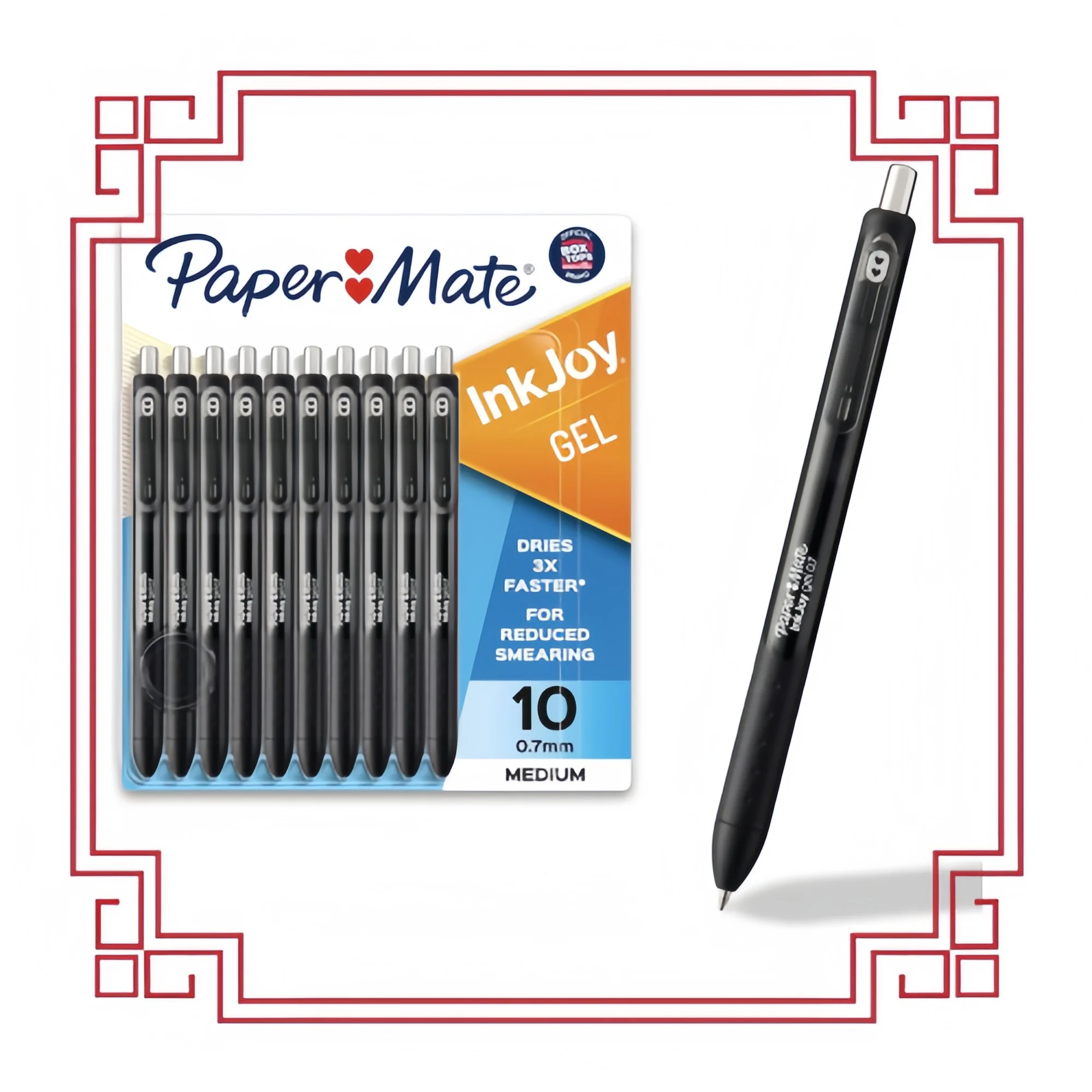 

Black Gel Pens 10-Pack 0.7mm - Fast-Drying Ink & Comfort Grip for Smooth Writing