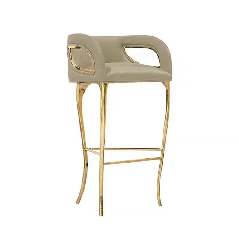 

Italian light luxury pure copper high-end bar chair hotel villa high stool