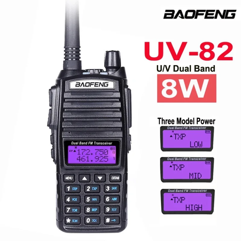Baofeng BF-UV82 8W High Power Dual Band Dual Watch Walkie Talkie Anti-fall for Road Trip Construction Farm