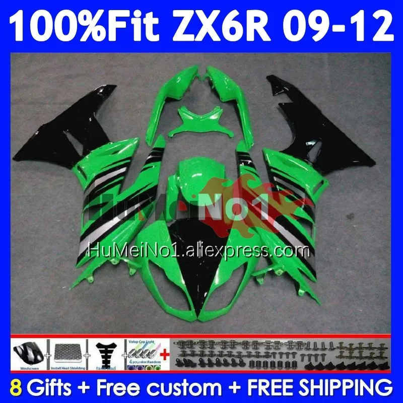 OEM Kit For KAWASAKI NINJA ZX636 ZX 6R 636 ZX600 208No.39 ZX-6R Green black ZX6R 09 10 11 12 ZX-636 2009 2010 2011 2012 Fairing