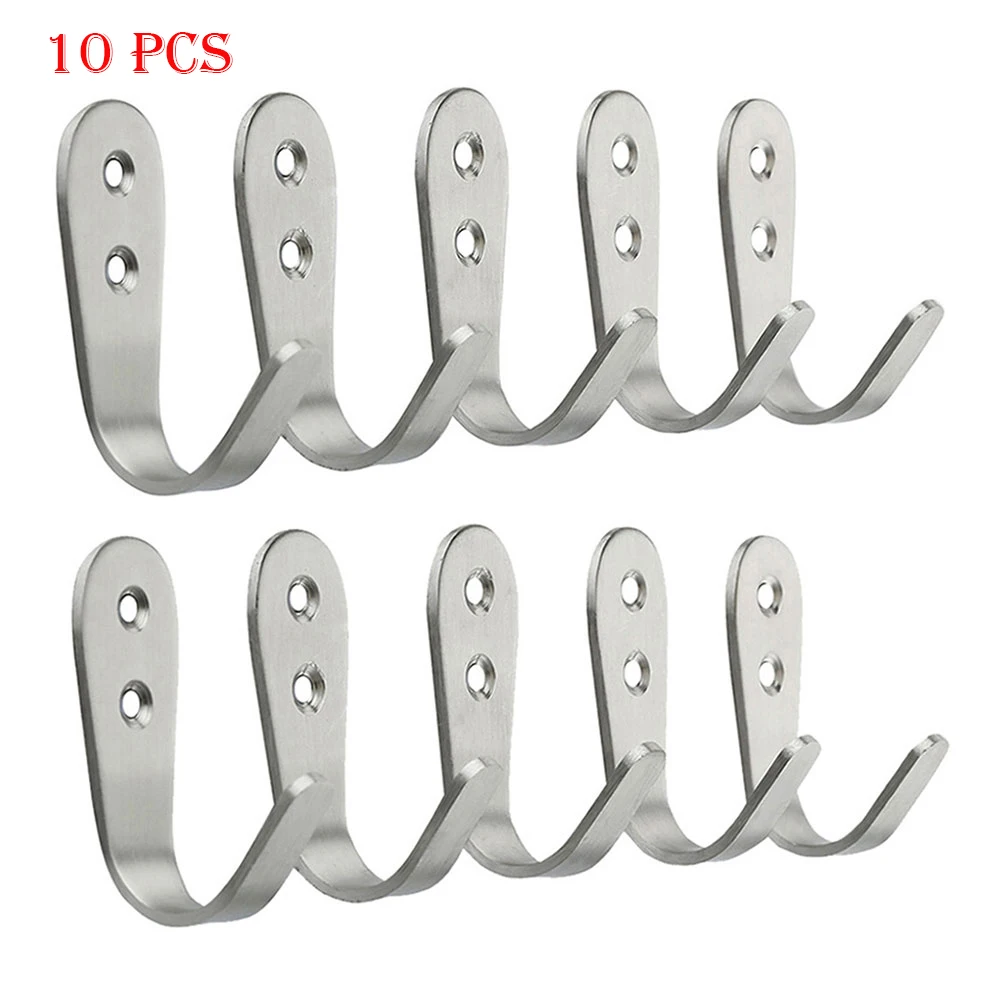 10Pcs Wall Hook Coat Hanger Modern Stainless Steel Heavy Duty Single Coat Hanger Wall Mounted Showel Towel Robe Hanger for home