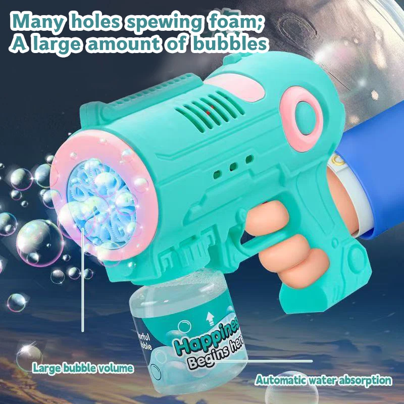 Pistola de bolhas totalmente automática de 10 furos, inclui recarga de bolhas |   Adequado para casamentos, festas de aniversário, presentes de Natal