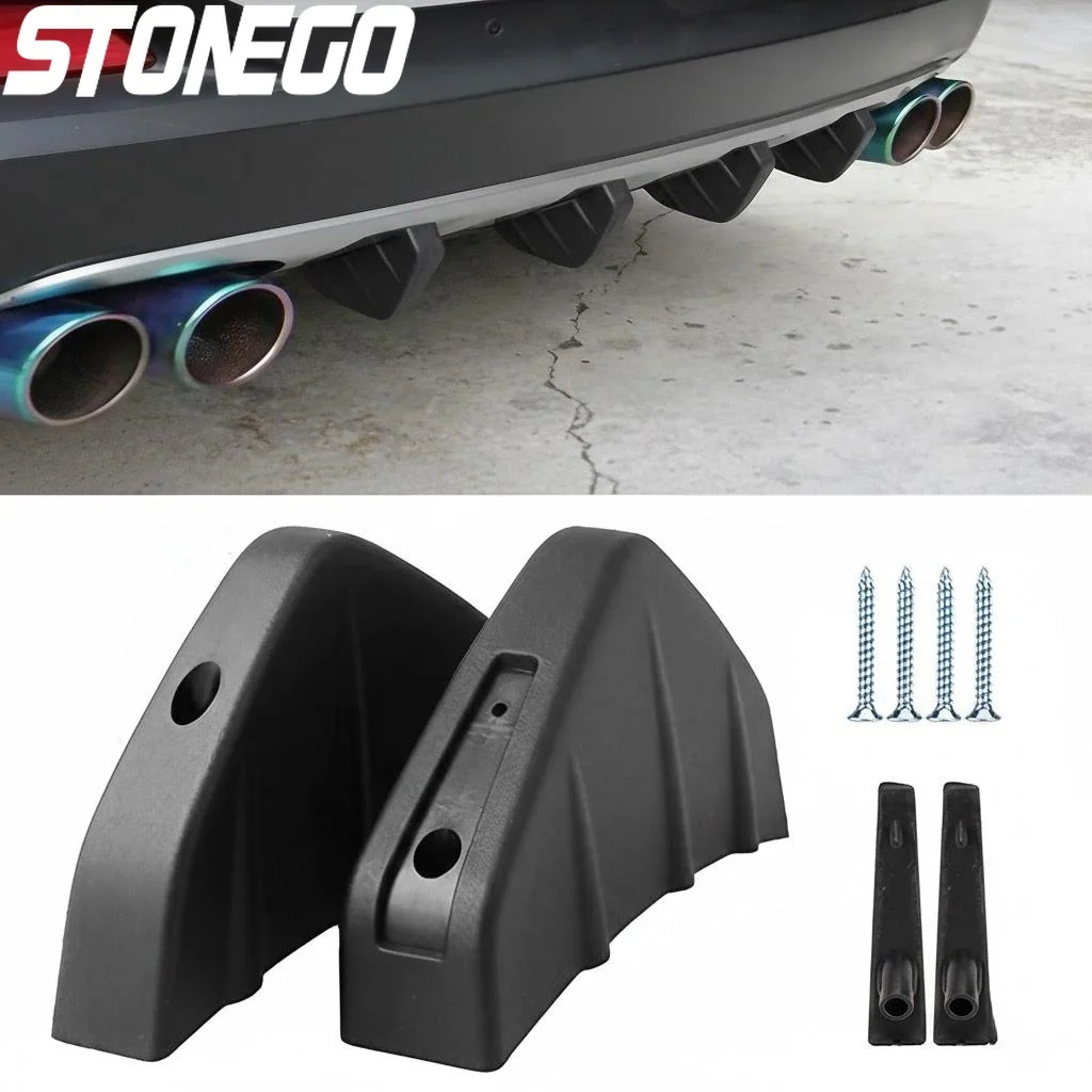 

2PCS Universal Black Rear Bumper Diffuser Car Spoiler Protector for SUVs Sedans All Vehicles Easy Install Upgrade
