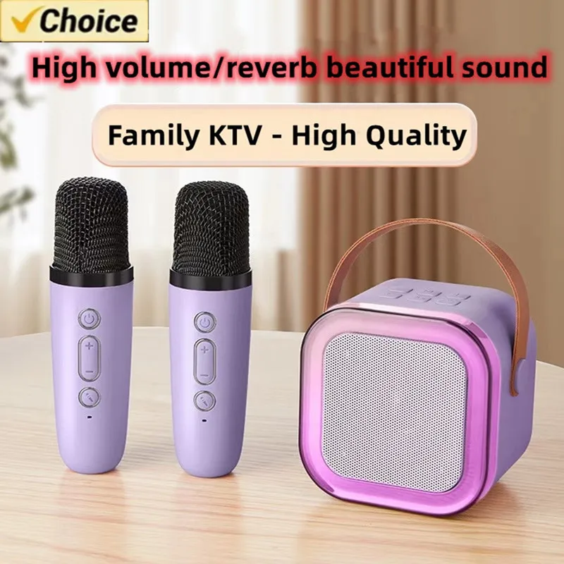 Bluetooth K12 Karaoke Machine Portable 5.3 PA Speaker System with 1-2 Wireless Microphones Home Family Singing Children\'s Gifts