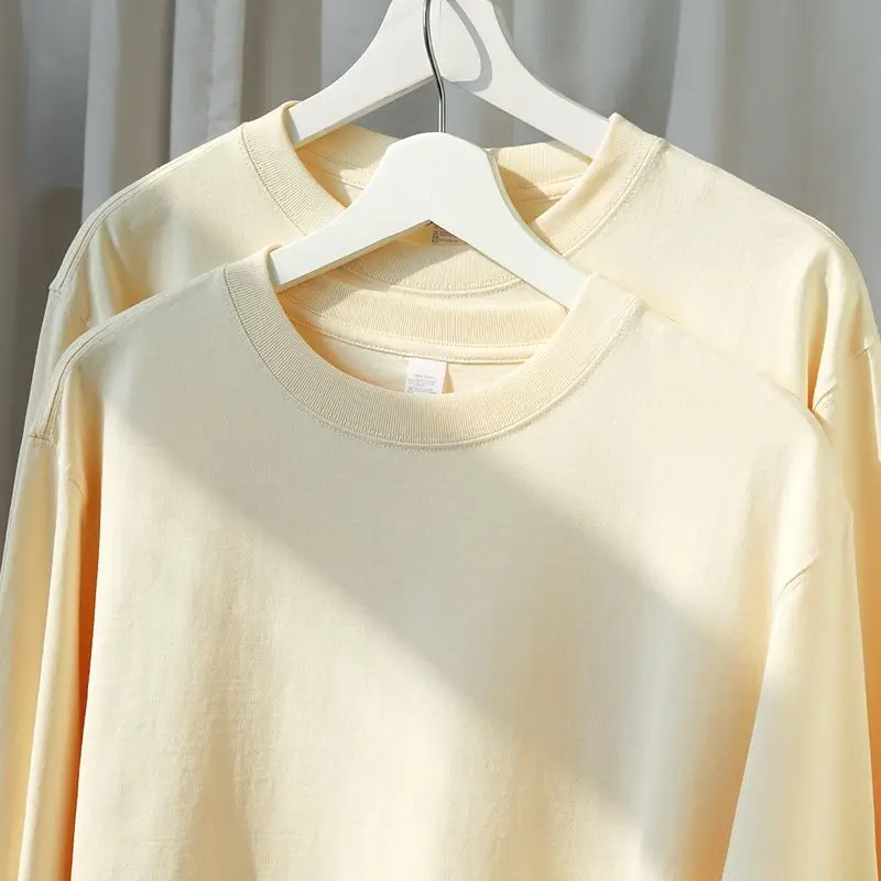 Women's Clothing Casual Loose Solid Long Sleeve T-Shirt Spring Autumn Office Lady O-Neck Cotton Pullovers