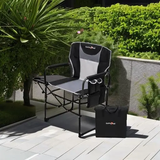 كرسي تخييم كبير الحجم قابل للطي مع طاولة جانبية وجيوب تخزين للأنشطة الخارجية #6