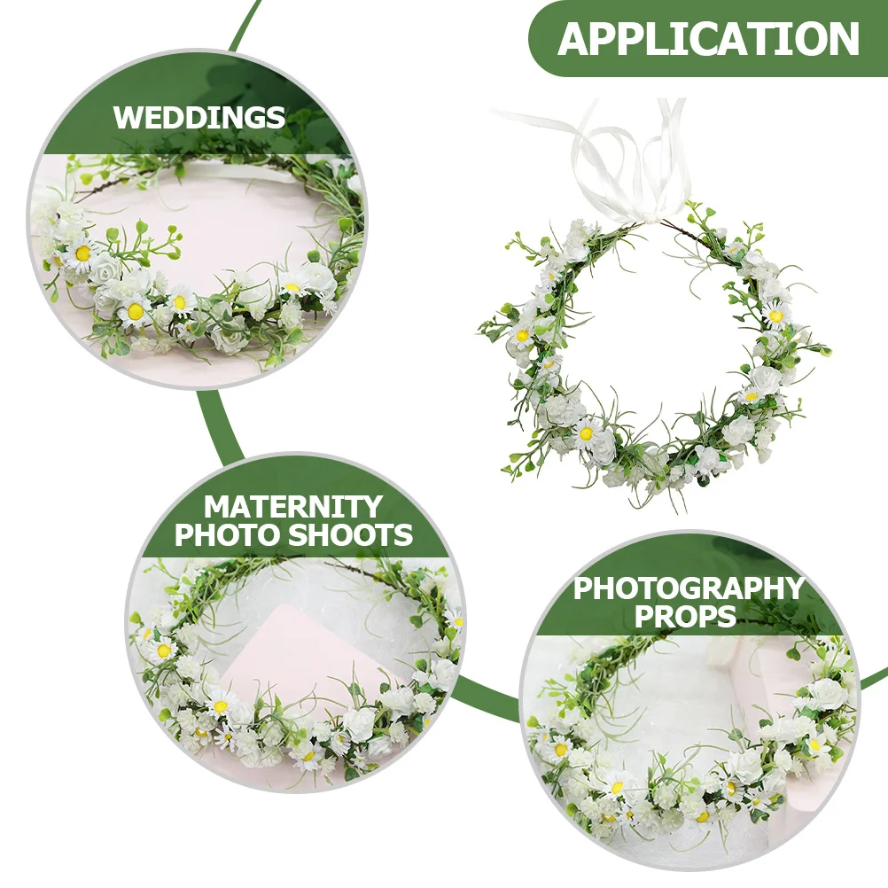 

Adjustable Daisy Flower Headband Bridal Flower Crown Wedding Bride Headpiece Elegant Floral Headdress Bride Headbands
