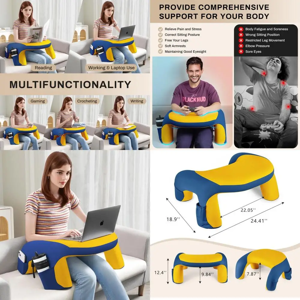 

Эргономичный стол из пены с эффектом памяти для чтения, игр и ноутбука, в постели или на полу — желтый