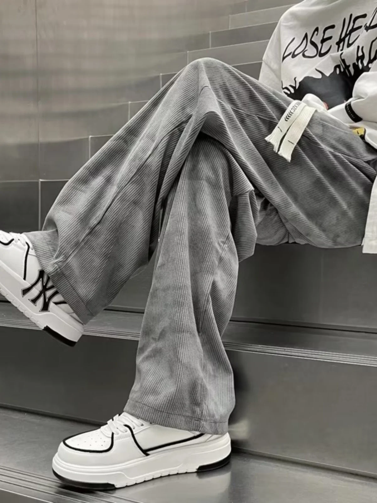 

Corduroy Sports Pants Men's Loose Straight Leg Casual Trousers Dyed Trendy Brand Youth Faionable Wide Leg Pants