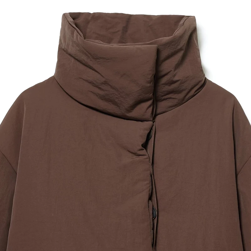 HXAO Women's Winter Jacket Lightweight Padded Jackets Brown Crop Parka Women Lace-Up Long Sleeve Quilted Jacket Chic Warm Parkas