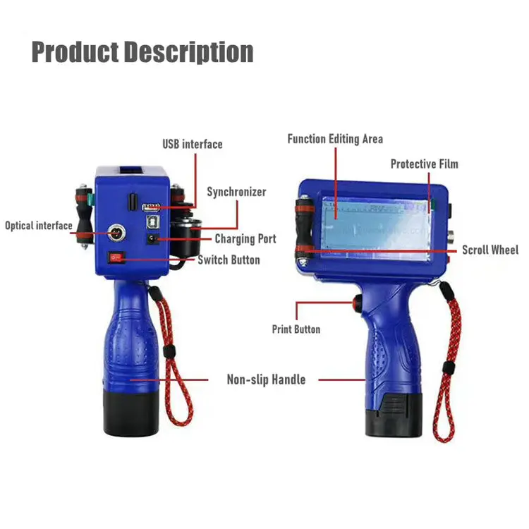 YAOMATEC Good Quality Portable Inkjet Printer Handheld Inkjet Printers Bottle Carton Coding Machine Hand Held Inkjet Printer