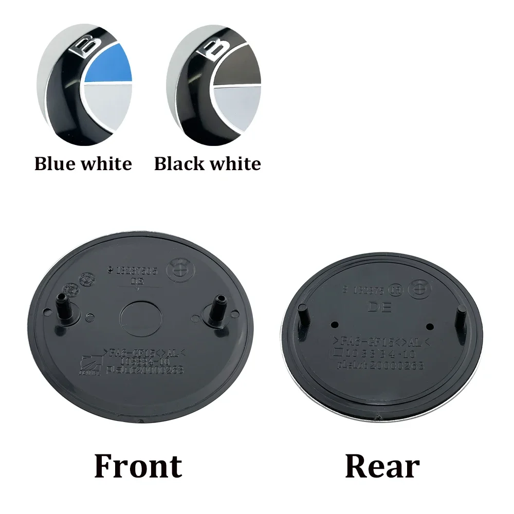 

2PCS 82mm 74mm car Front Hood Emblem rear boot trunk logo for bmw E36 F20 E46 E39 E38 E90 E60 E87 E34 E53 X3 X5 X6 M Accessories