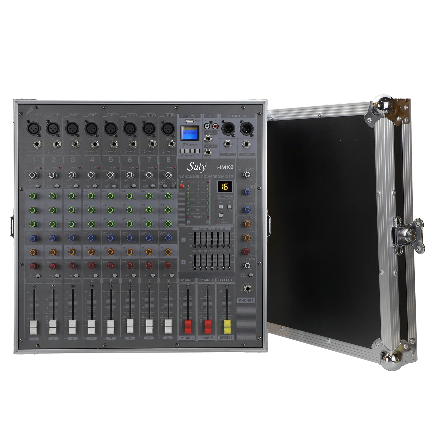 Hot-Sale Professional  Power Amplifier Mixer Build-in Power Amplifier 8 Channel Audio Mixer with Shell Box