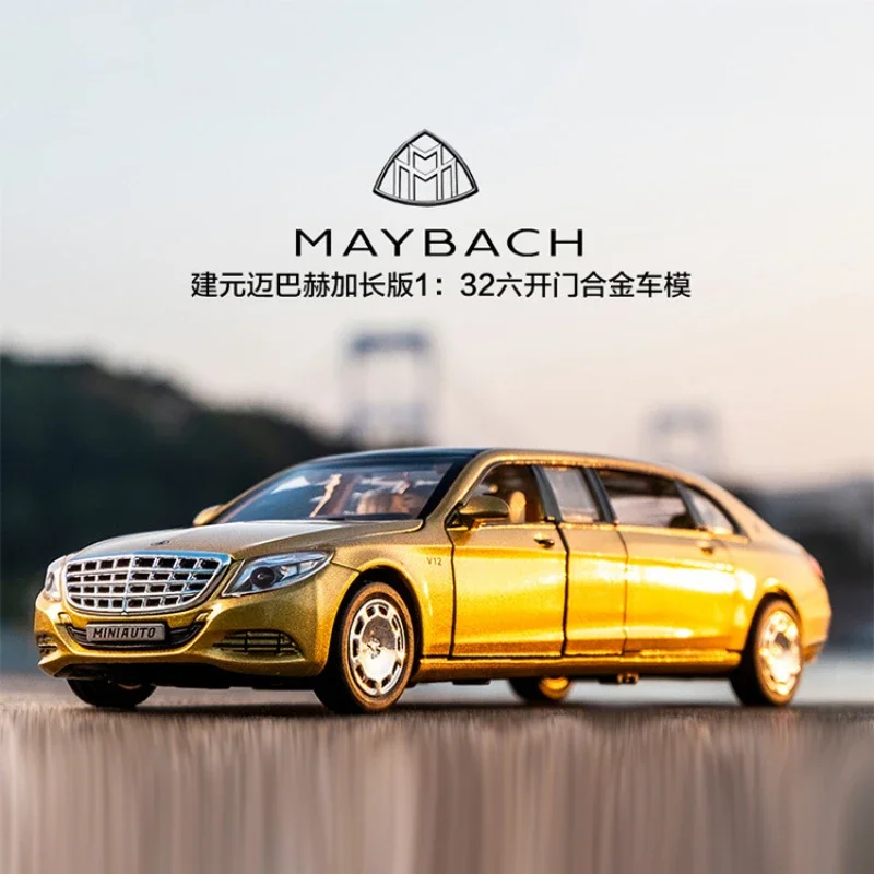 

1:32 Mercedes Benz Maybach S650 Extended version Diecast Metal Alloy Model car Sound Light Collection Kids Toy Gifts A85