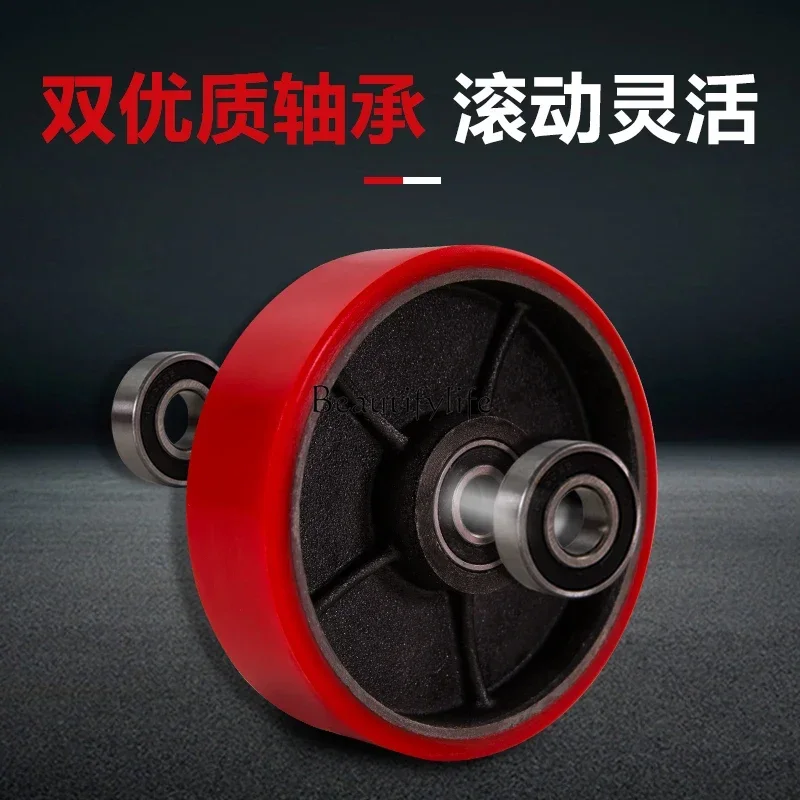 Aksesori roda universal forklift manual Rakitan roda PU Daquan truk sapi darat