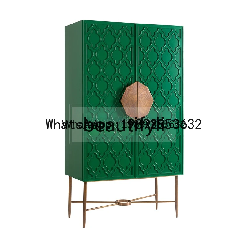

French solid wood luxury entrance vertical small wardrobe modern simple high-end wall decorative cabinet