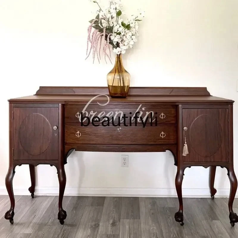 

American medieval solid wood porch cabinet French retro entrance foyer cabinet decorative locker