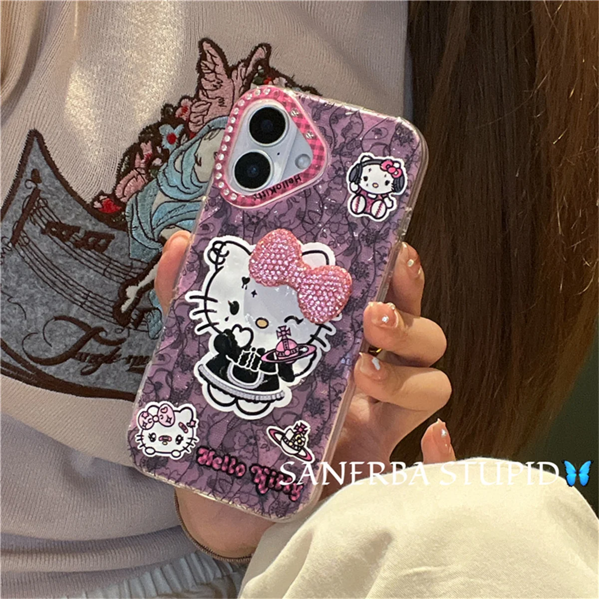 

Fashion Pink Leopard Print Hellokitty Phone Case For iPhone 16 Pro 15 14 Pro Max Back Cover Shockproof Cute Cases