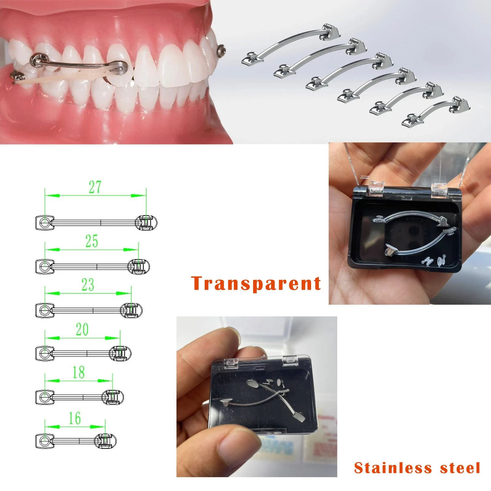 Carriere Motion Class II Appliances Distalizer For Molar Teeth Dental Orthodontics Treatment Size 16, 18, 20, 23, 25, 27mm