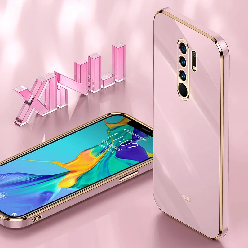 Square Phone Case for Xiaomi Poco M2 Reloaded Pro M2Pro Soft Plating Silicone Lightweight Original High Quality Back Cover Funda