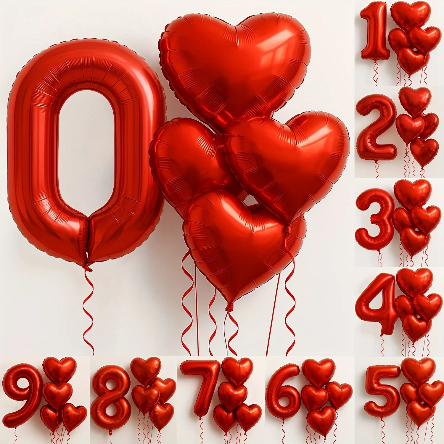 32 Zoll rotes digitales Ballon-Set aus Aluminiumfolie, 18 Zoll Liebesballon, Valentinstag/Geburtstag/Jahrestagsparty