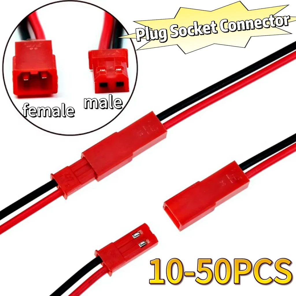 Conector macho fêmea JST de 2 pinos cabo terminal DIY 22AWG 10cm acessório de fiação eletrônica ideal para faixas de LED brinquedos RC baterias reparação eletrônica montagem caseira conexão universal componentes eletrô