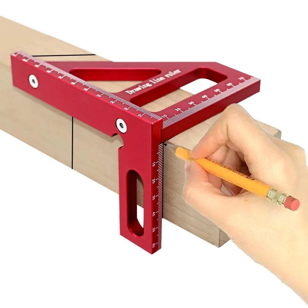 Regla triangular de carpintero, transportador cuadrado de inglete de aleación de aluminio, herramienta de regla de medición de carpintería de alta precisión para ingeniero DIY