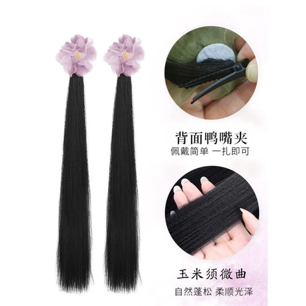 Ming Dynasty Hair Clip - All-in-One Hanfu Bun with Bow & Shark Clip‌ Easy To Wear Hanfu Cosplay Wig