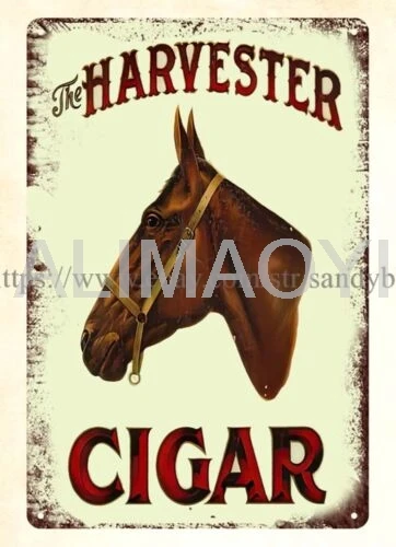 Harvester Cigar horse head metal tin sign collectible interior Aluminum sign