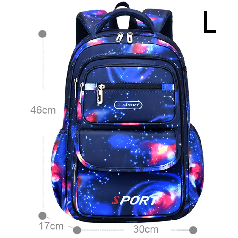 Imagem -02 - Céu Estrelado Imprimir Mochila Mochila Escolar Mochila para Menino Criança Mochila Adolescente Masculino Primário Bookbag Bagpack Book