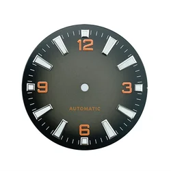 33mm Black Orange Sterile Watch Dial for nh38 nh35 Movement Planet Style Mens Watch BGW9 Lume Watch Faces No Logo