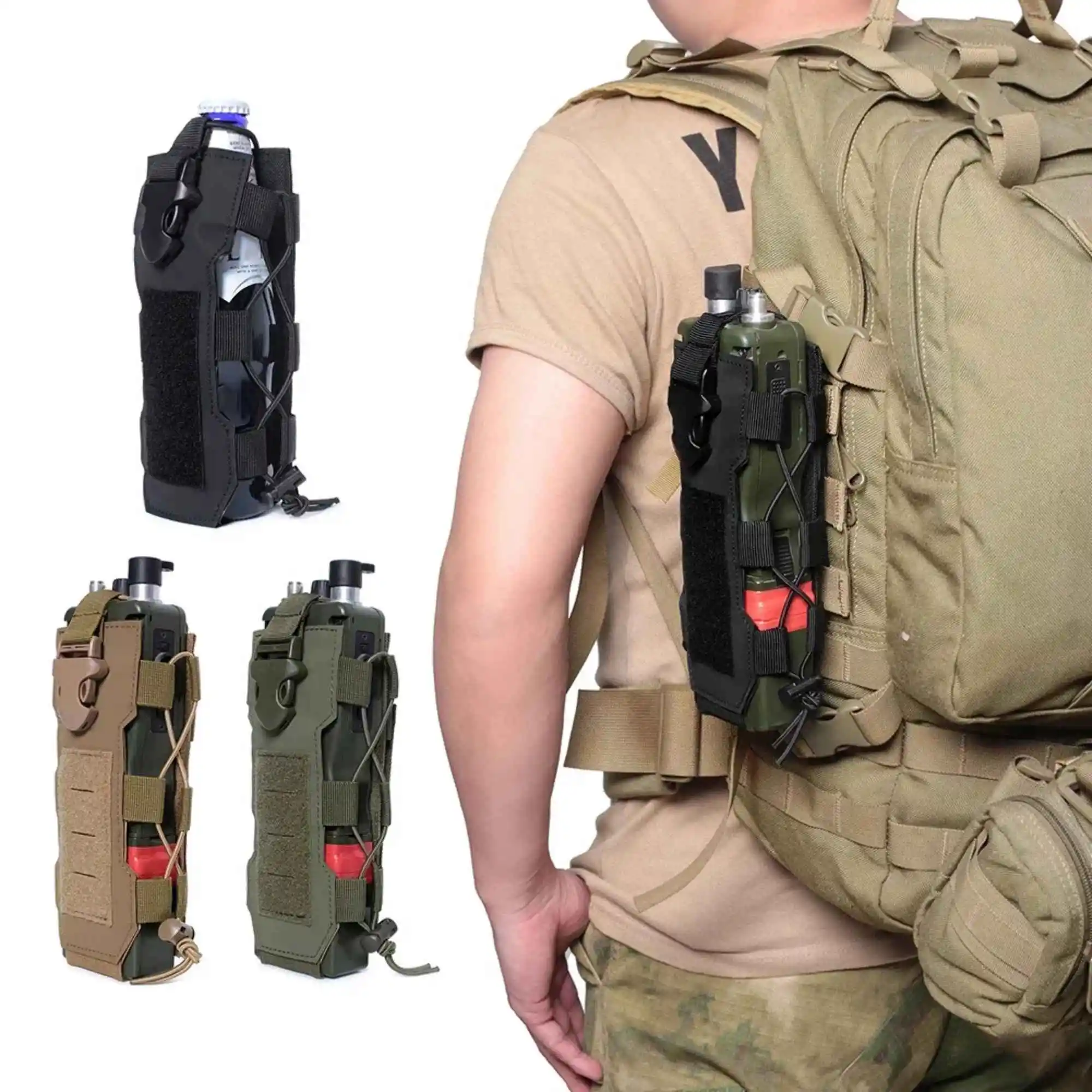 Tactical Molle Water Bottle Pouch Water Bottle Holder Bag Kettle Carrier Bag for Outdoor Travel Camping Hunting Cycling Hiking
