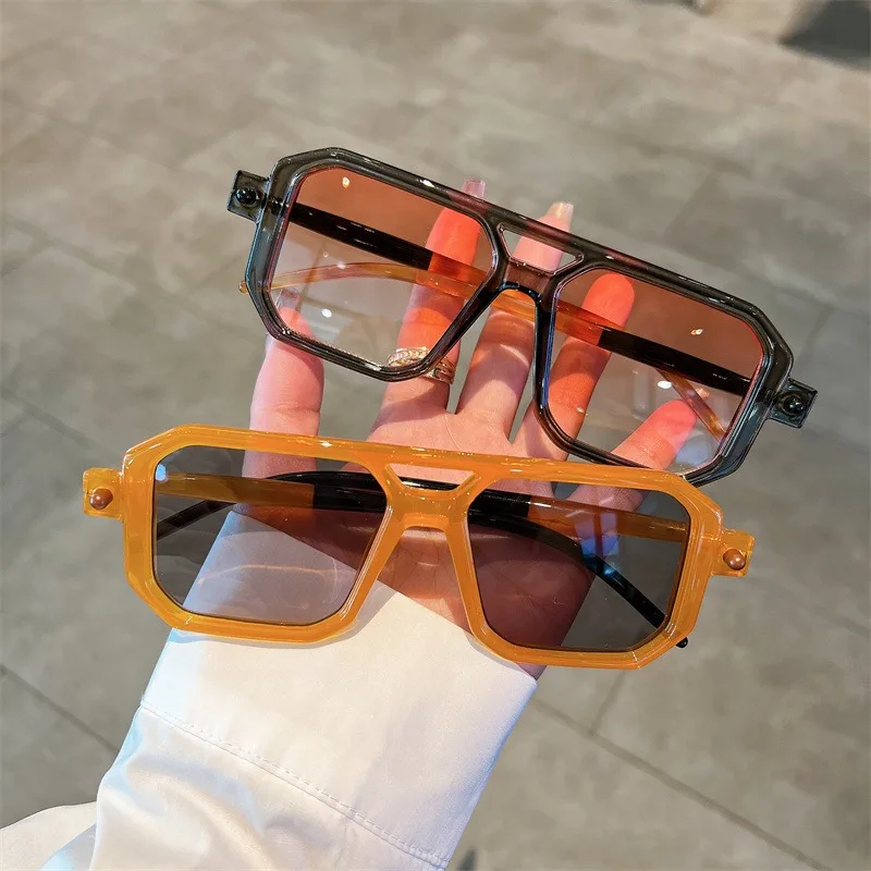 

Винтажные квадратные солнцезащитные очки для мужчин, модные 1225, ретро мужские солнцезащитные очки с двойным мостом, модные брендовые дизайнерские очки